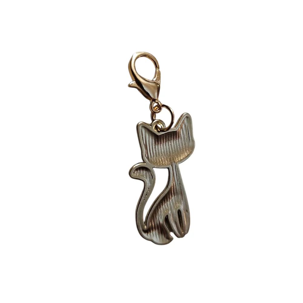 Charming Cat Pendant/Charm with Pink Accents
